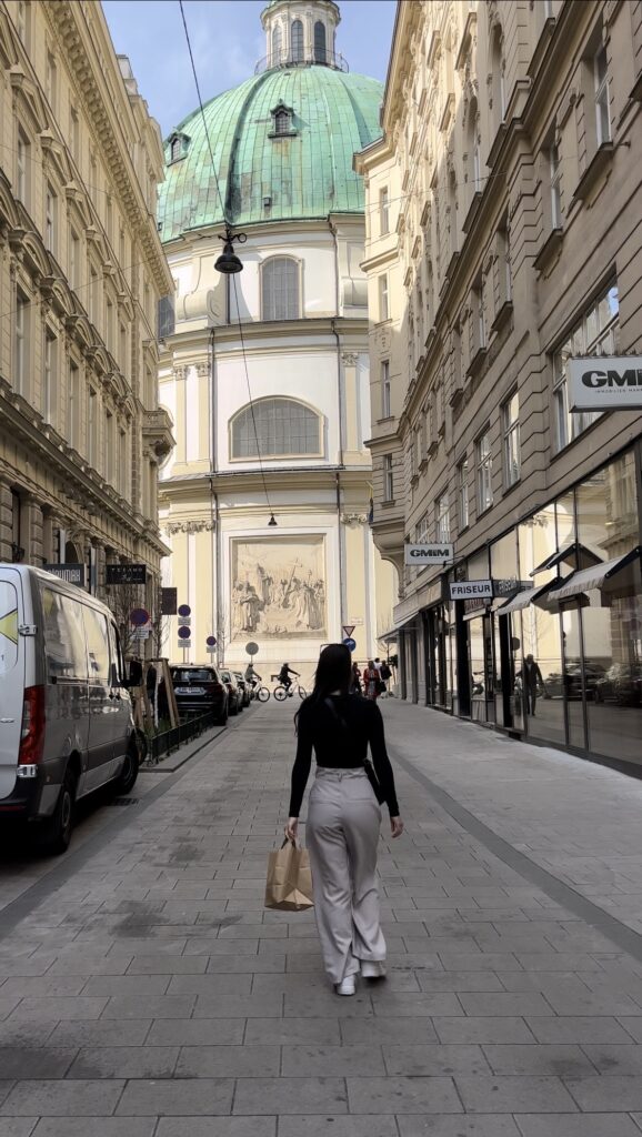 Girl walking in Vienna, Austria