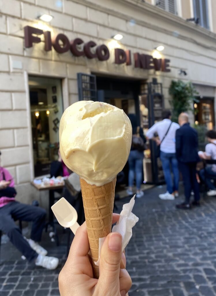 gluten free gelato and cone in rome, italy