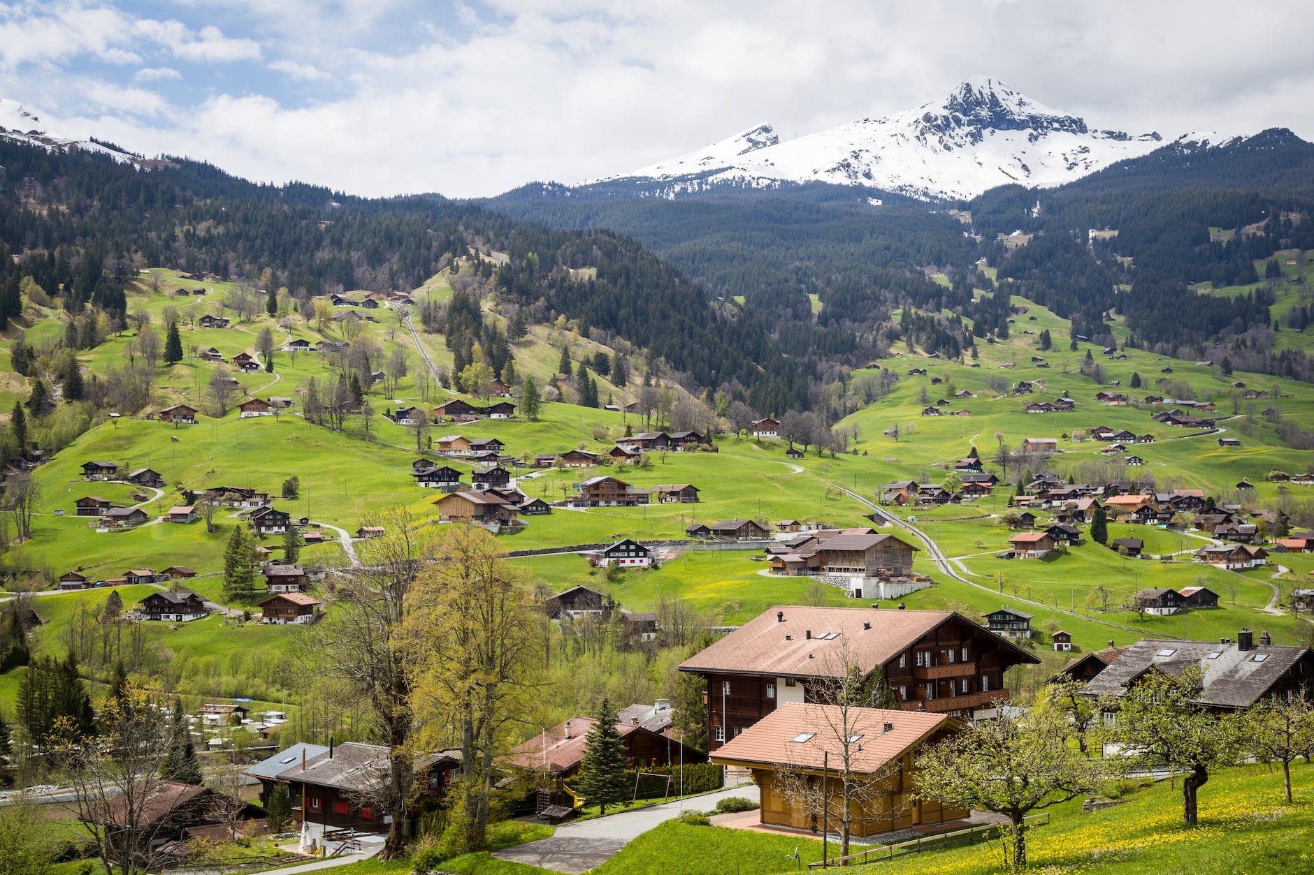 brown house under blue skies photography in Switzerland